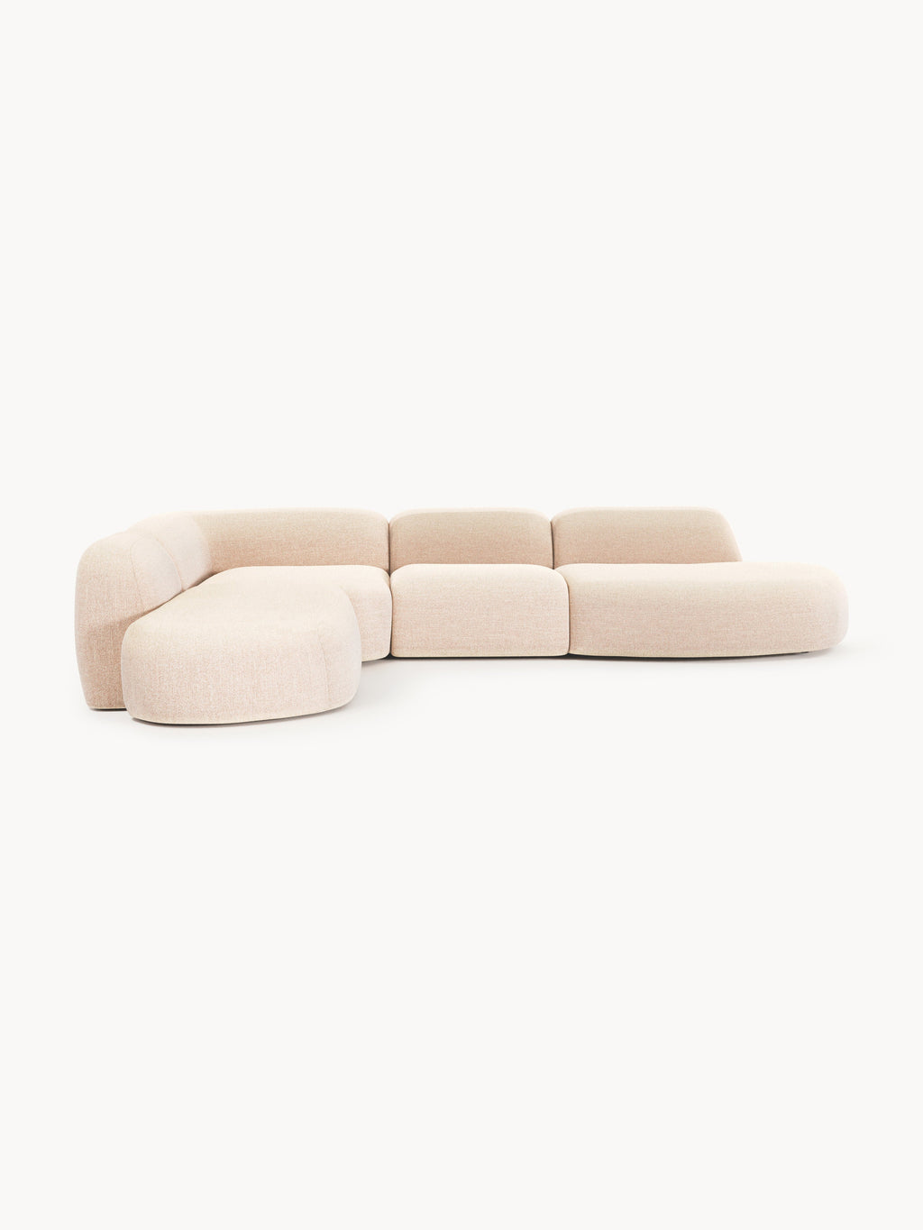 Wolke Modular Bouclé-XL Corner Sofa with Chaise Longue — Off-White