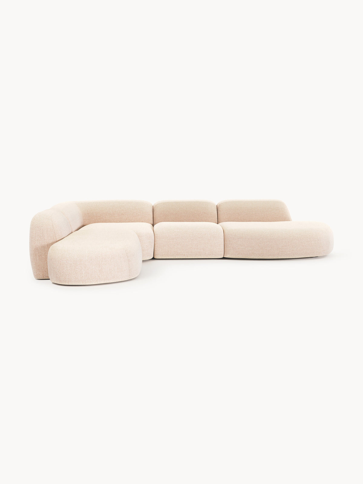 Wolke Modular Bouclé-XL Corner Sofa with Chaise Longue — Off-White