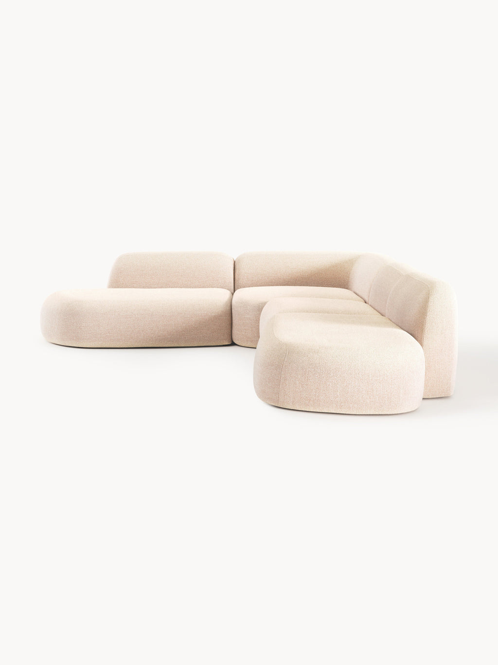 Wolke Modular Bouclé-XL Corner Sofa with Chaise Longue — Off-White