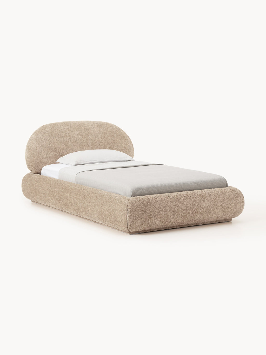 Alba Single Bed in Teddy Bouclé — Oatmeal