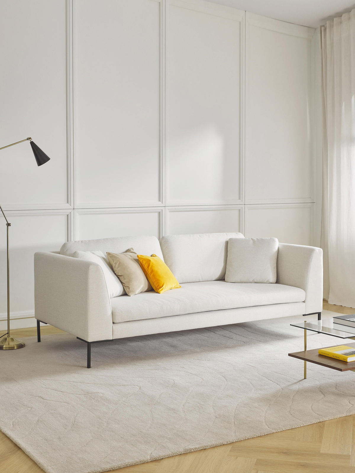 Emma Sofa (3-seater) with Metal Legs — Off-White