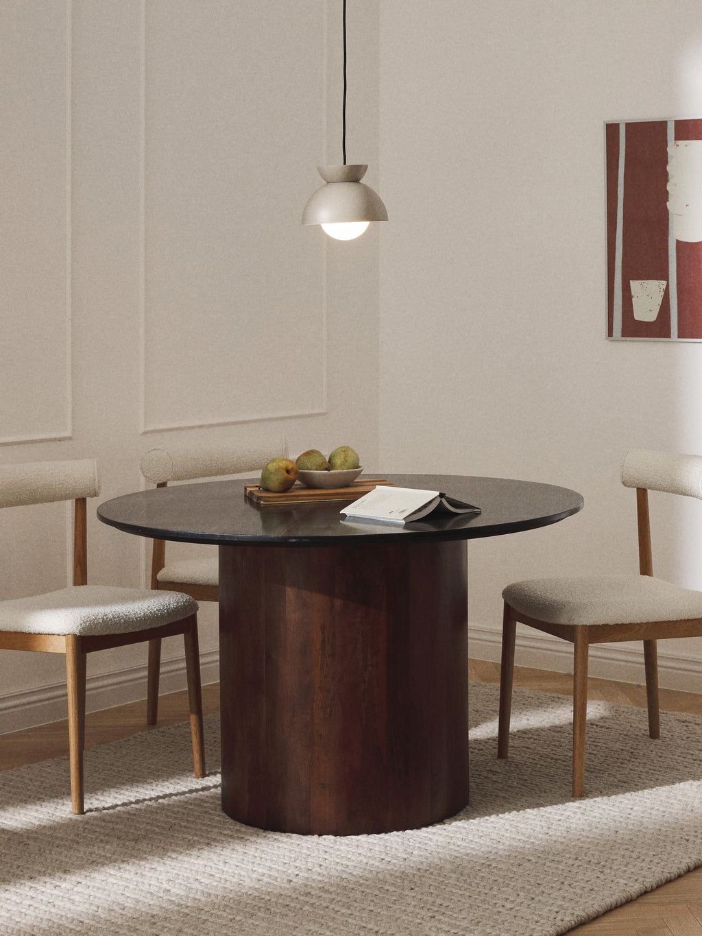 Abby Round Marble-Dining Table, Ø 120 cm — Chocolate