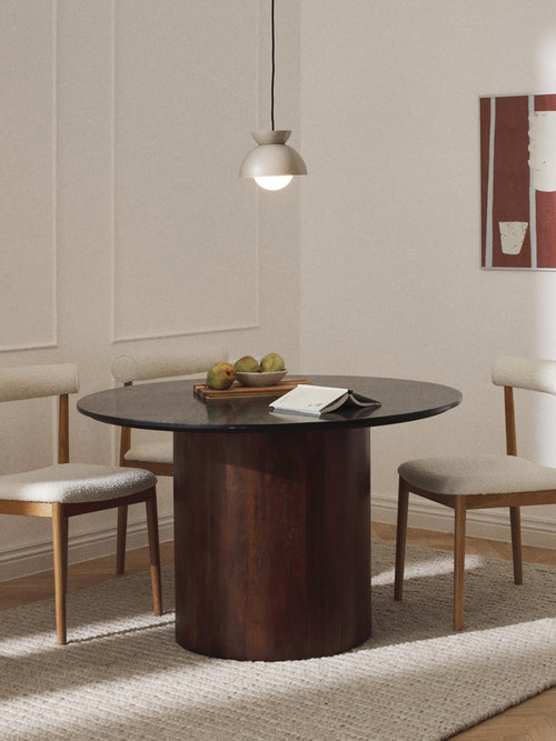 Abby Round Marble-Dining Table, Ø 120 cm — Chocolate
