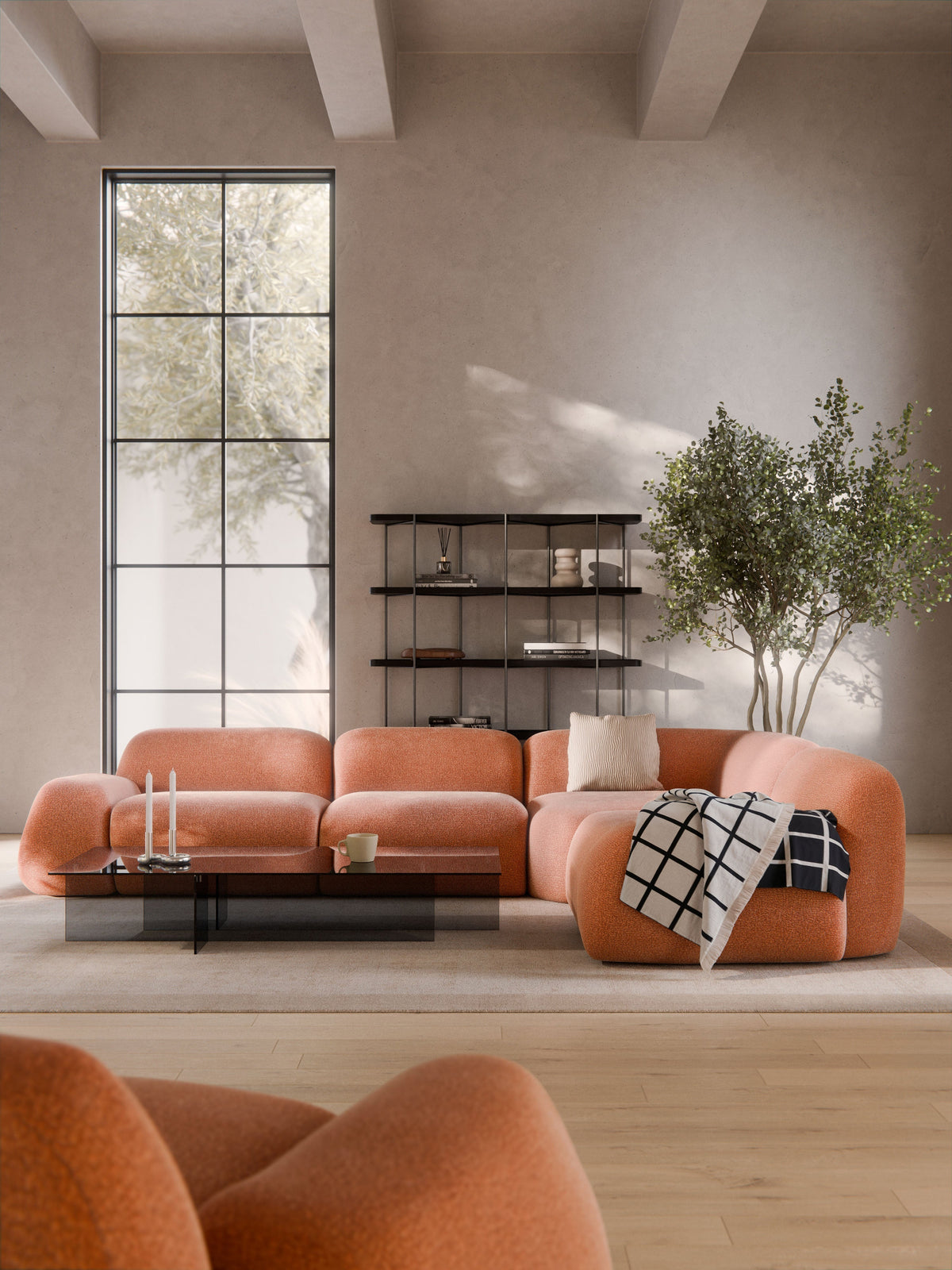 Wolke Round Corner Module — Terracotta