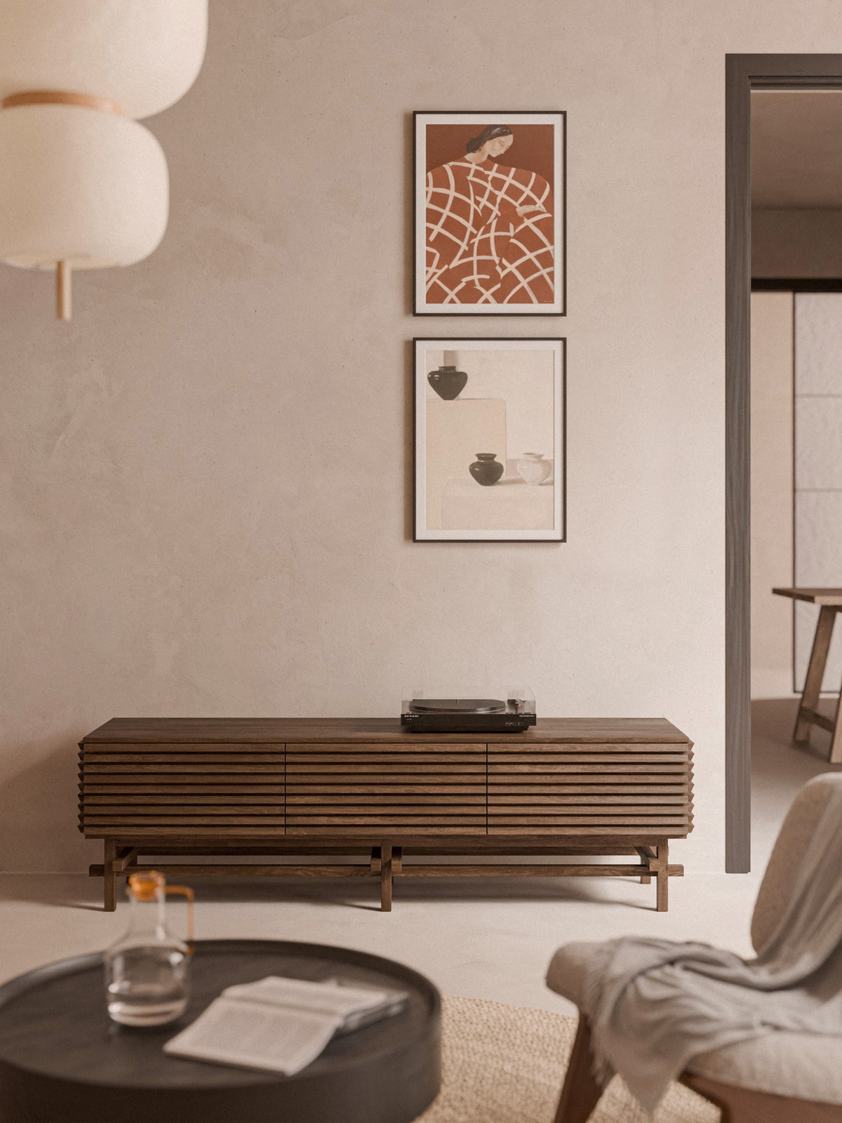 Pierce Small Lowboard in Oak — Dark Grey