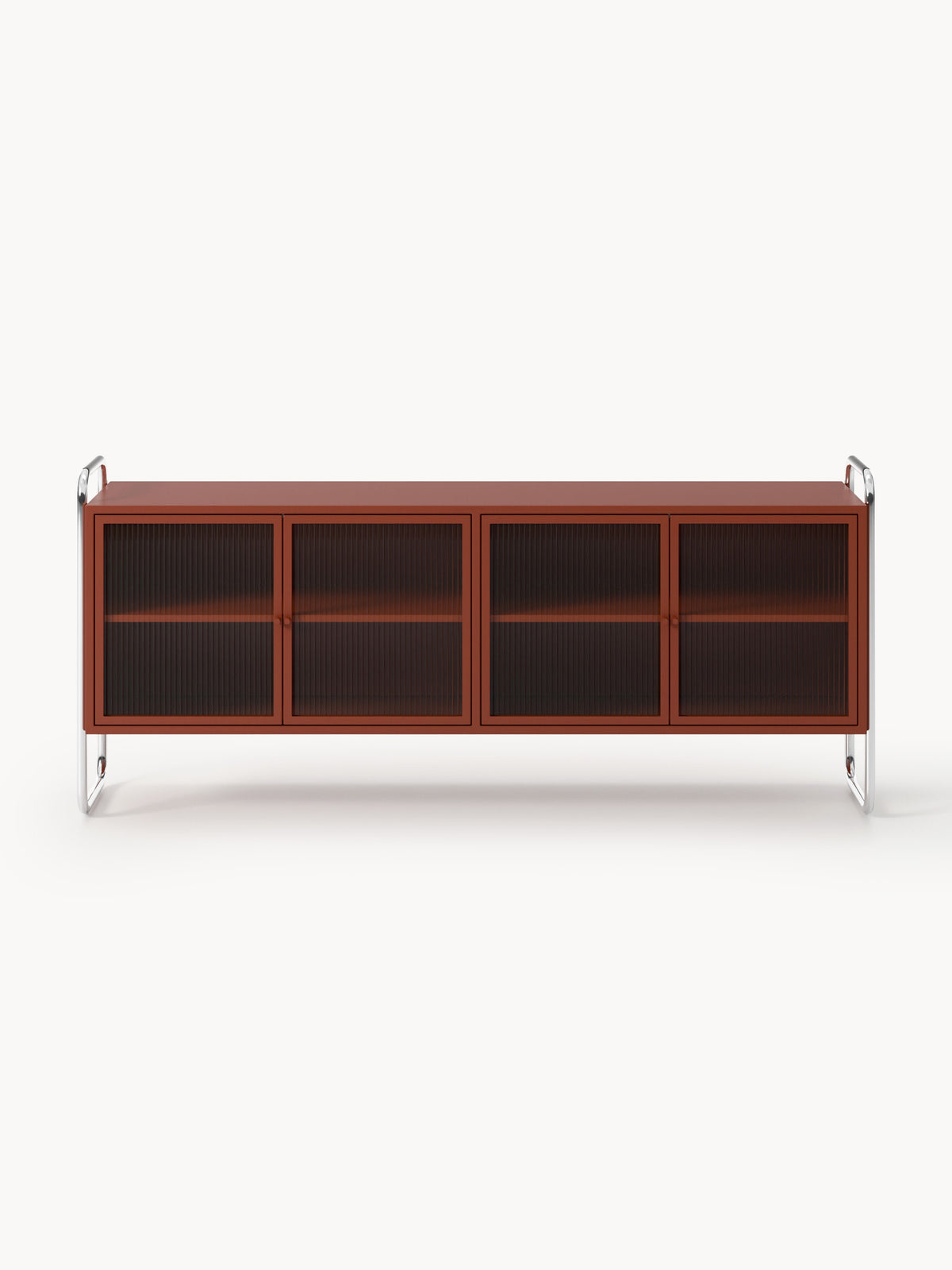 Robyn Metal-Sideboard with Glass-Front — Brown