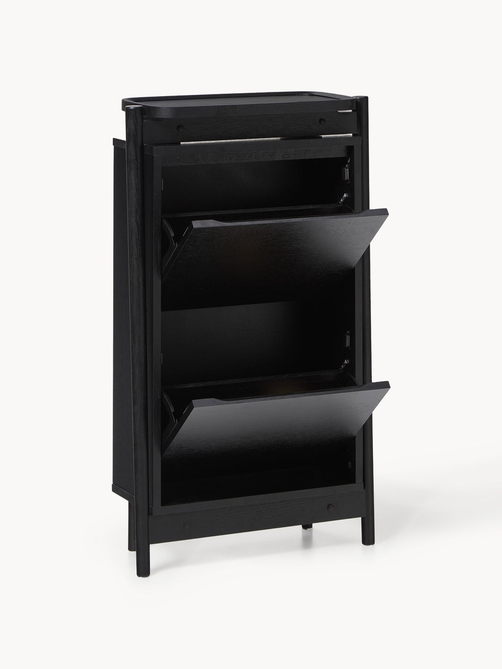 Libby Wood-Shoe Cabinet with Folding Compartments — Charcoal
