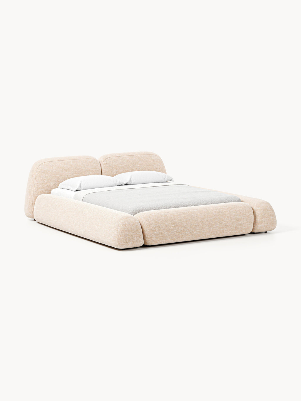Wolke Bouclé Upholstered Bed — Ivory
