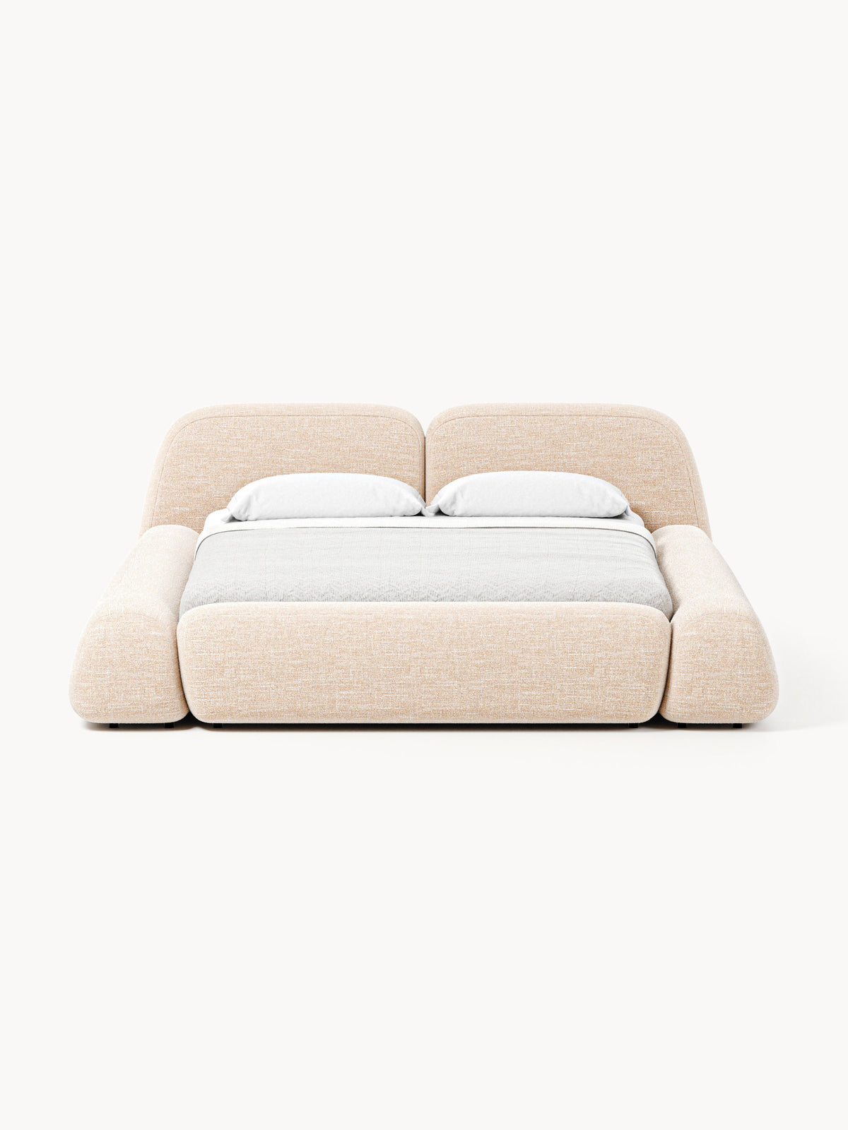 Wolke Bouclé Upholstered Bed — Ivory