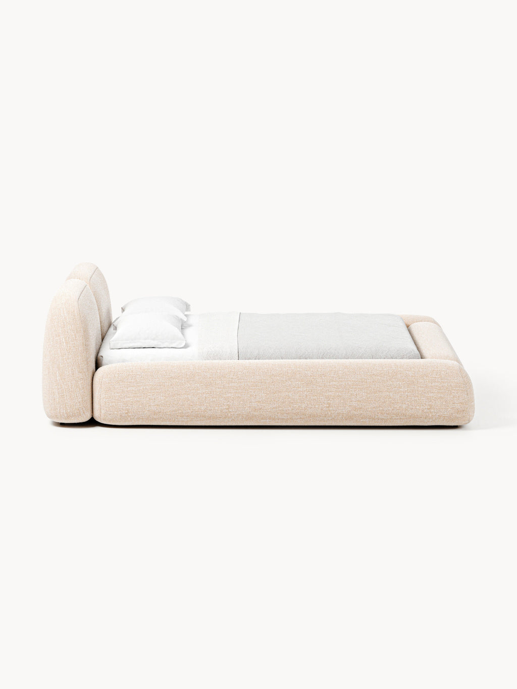 Wolke Bouclé Upholstered Bed — Ivory