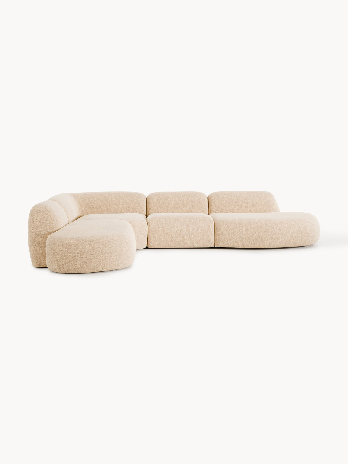 Wolke Modular Bouclé-XL Corner Sofa with Chaise Longue — Powder Pink