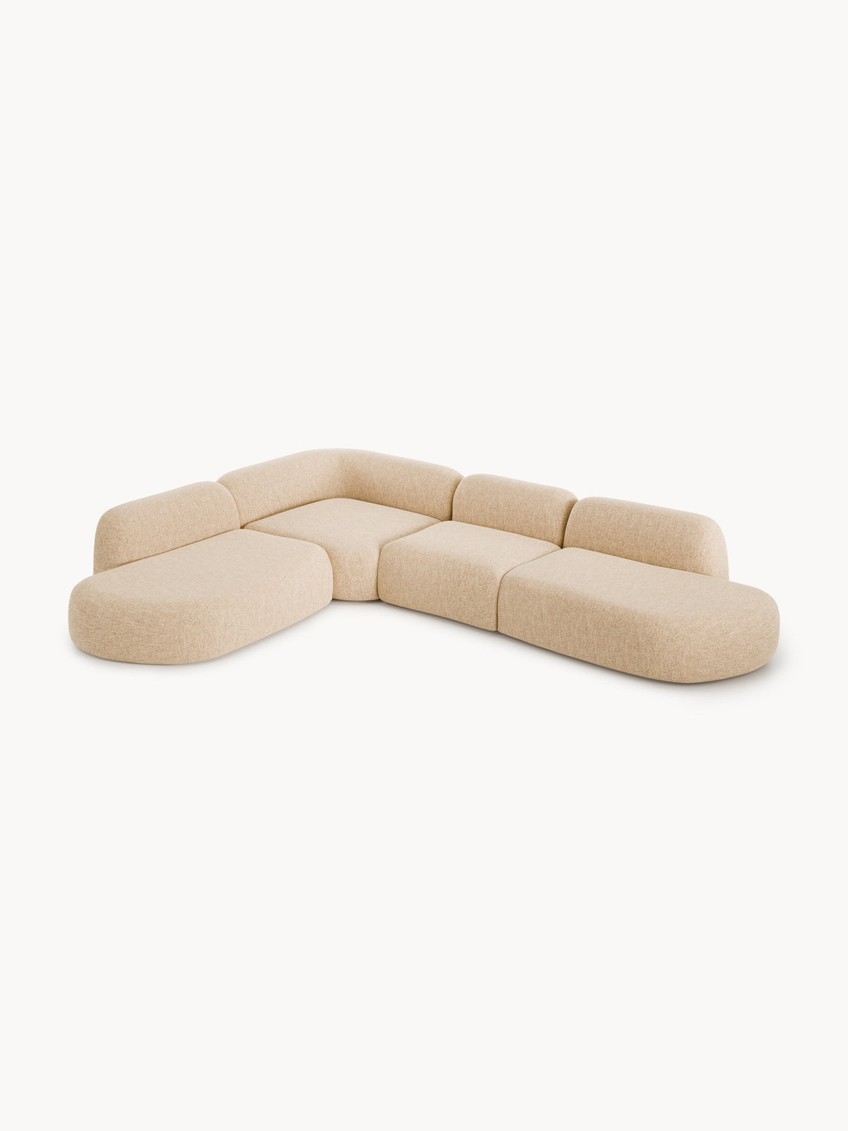 Wolke Modular Bouclé-XL Corner Sofa with Chaise Longue — Powder Pink