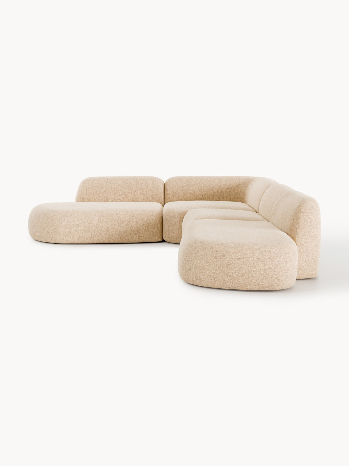 Wolke Modular Bouclé-XL Corner Sofa with Chaise Longue — Powder Pink