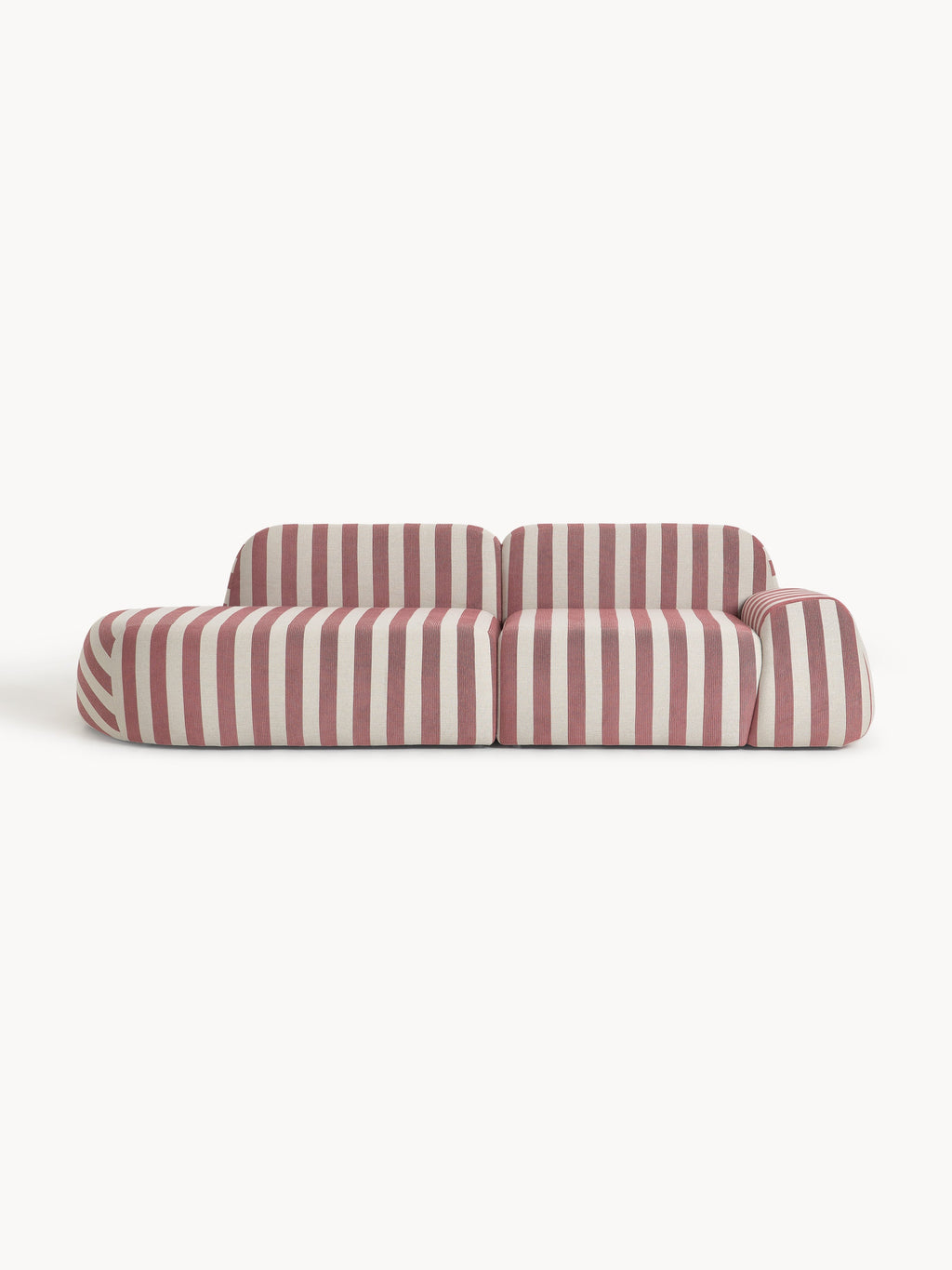 Wolke Modular Striped Chaise (3-seater) — Warm Grey