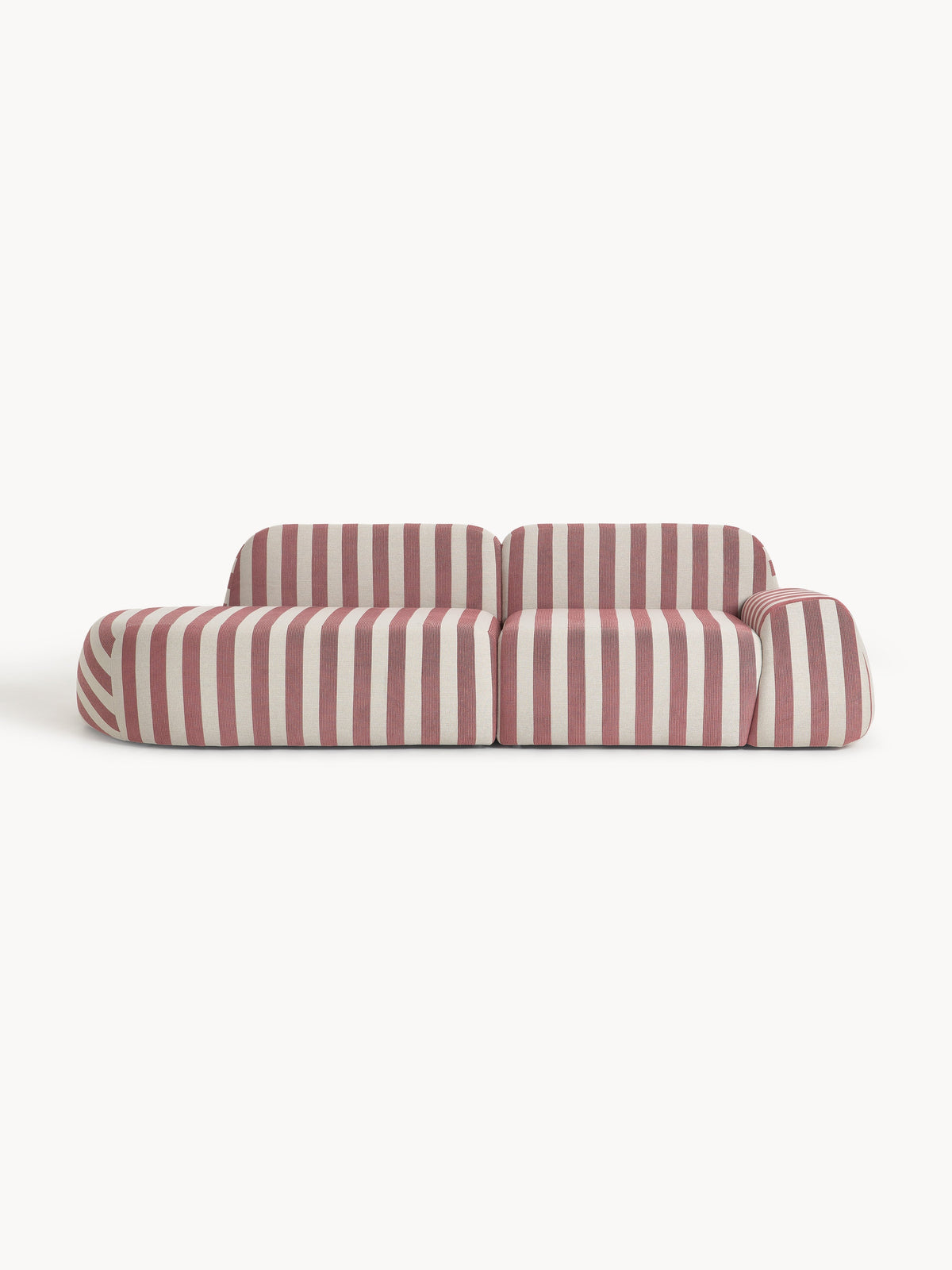 Wolke Modular Striped Chaise (3-seater) — Warm Grey