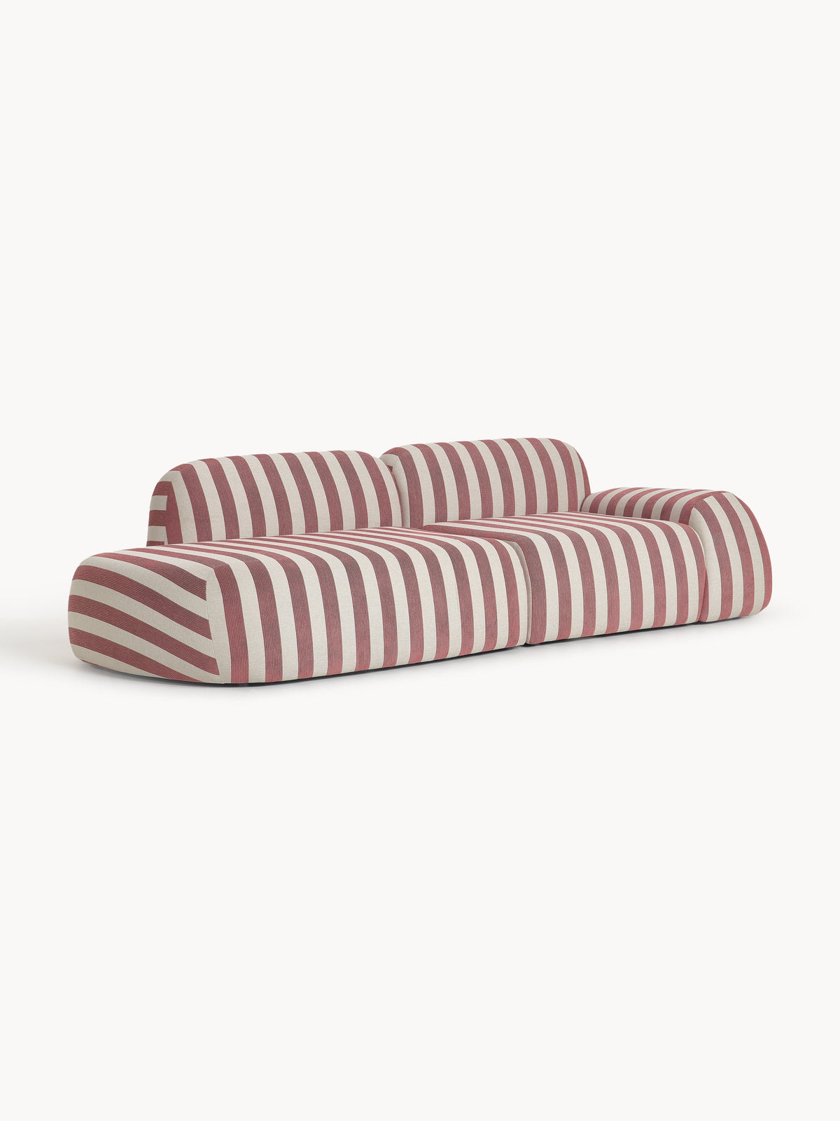 Wolke Modular Striped Chaise (3-seater) — Warm Grey