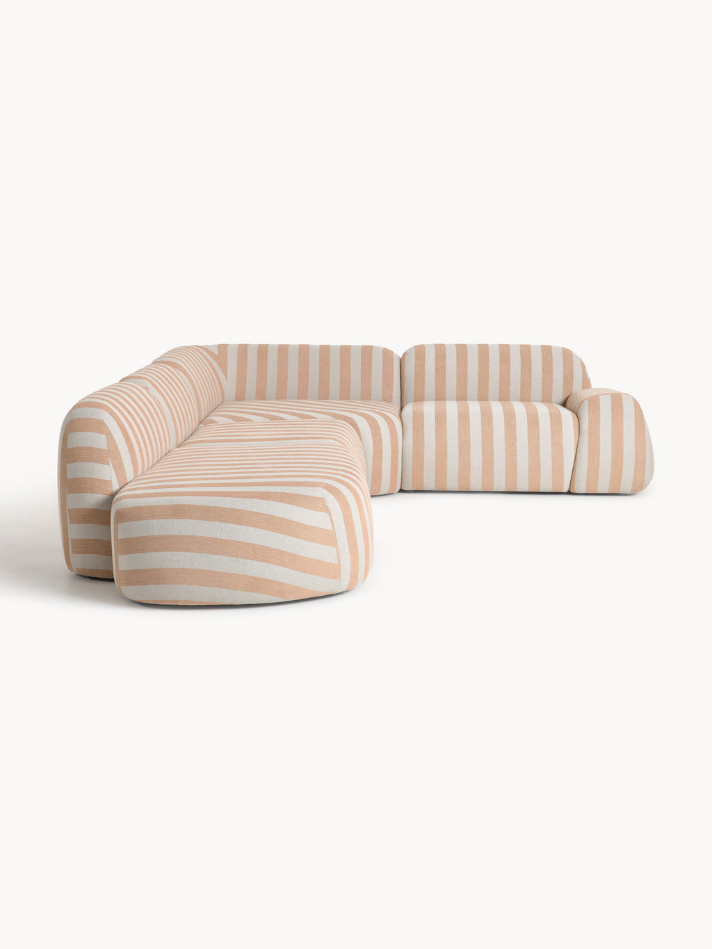Wolke Modular Striped XL Corner Sofa with Chaise Longue — Beige