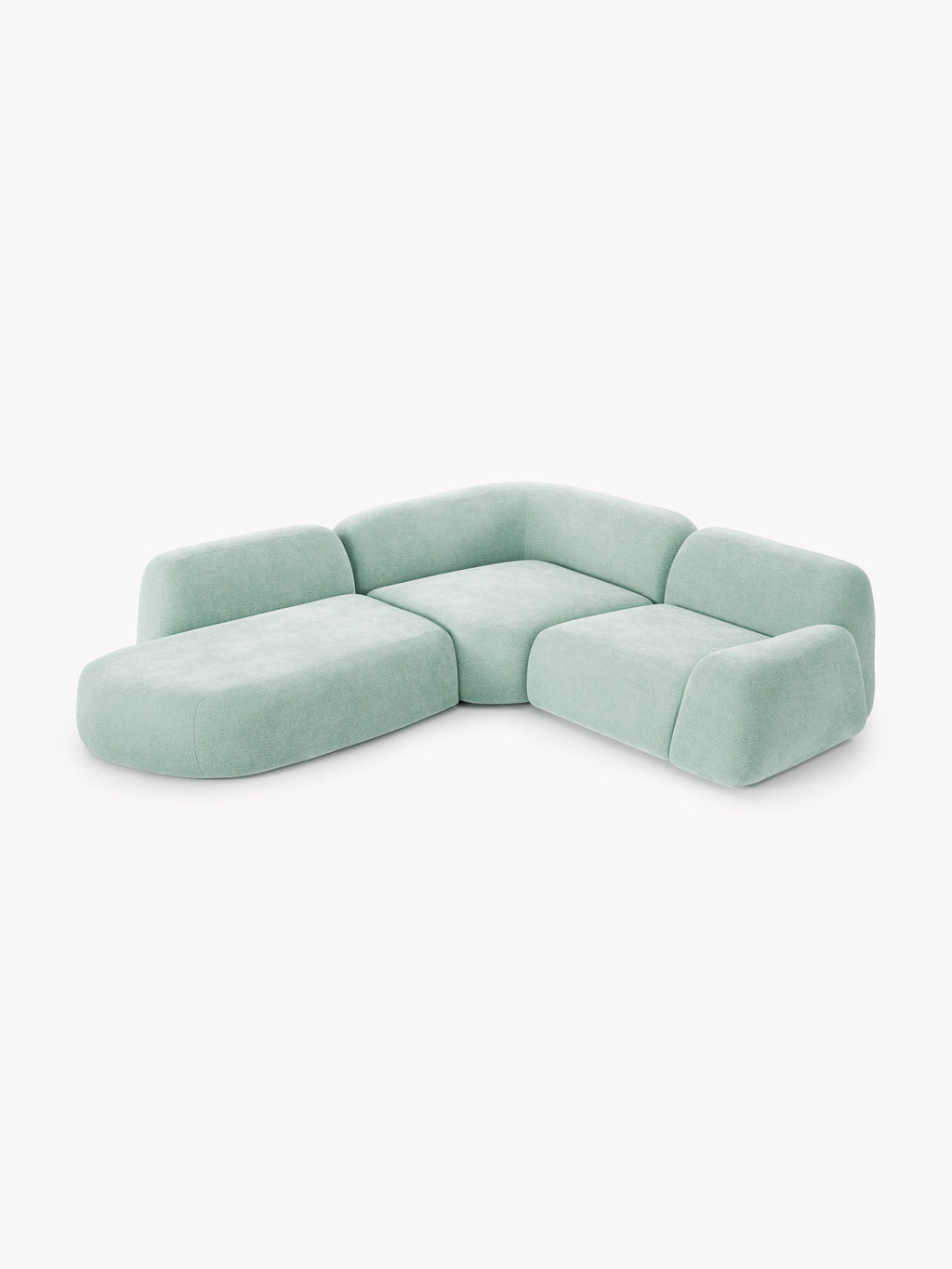 Wolke Modular Corner Sofa (4-seater) with Chaise Longue — Mist Grey