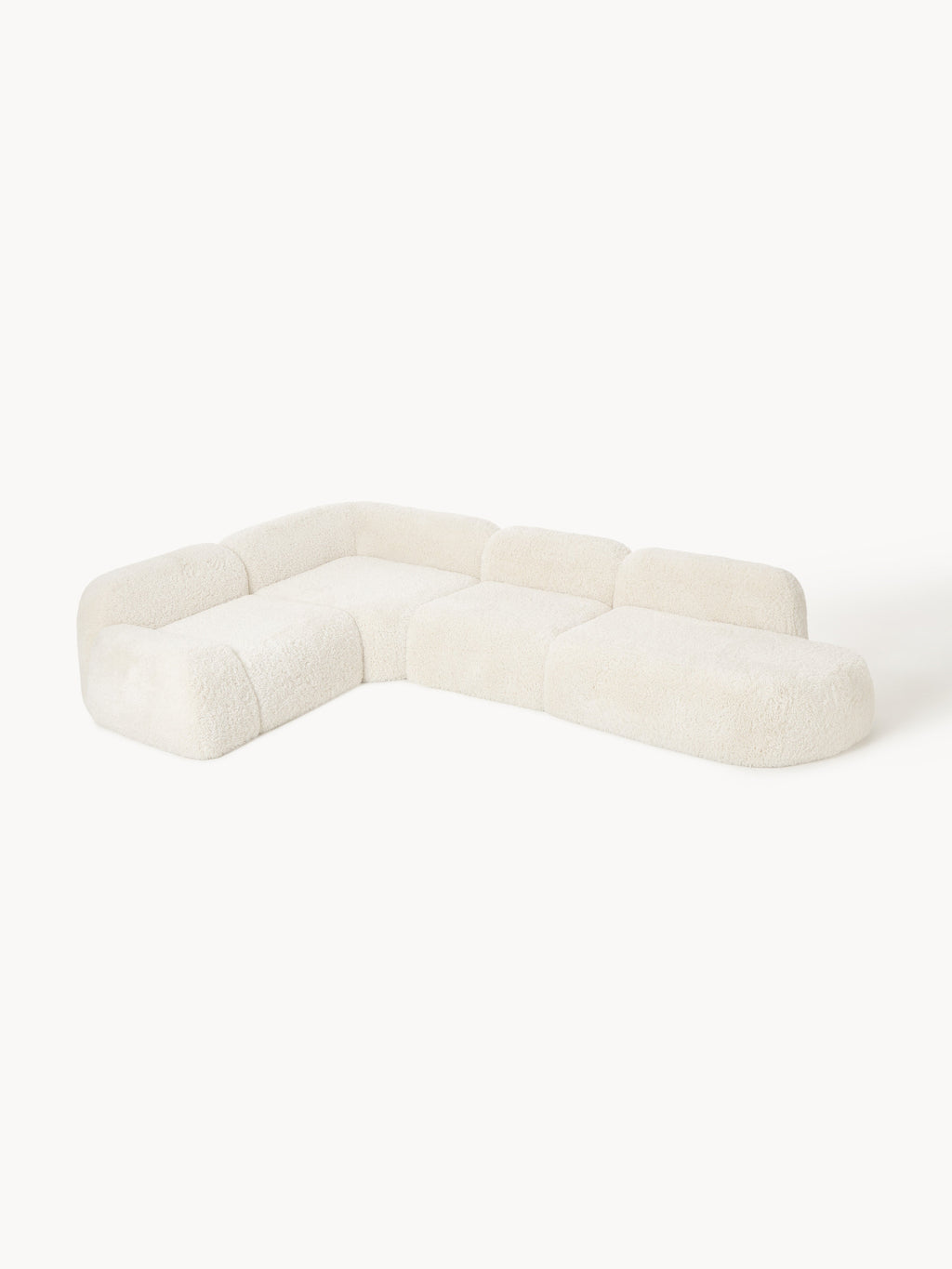 Wolke XL Modular Teddy-Corner Sofa with Chaise Longue — Off-White