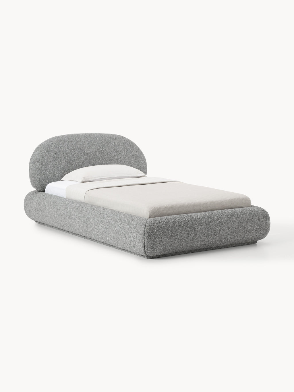 Alba Bouclé-Upholstered Single Bed with Storage — Lilac