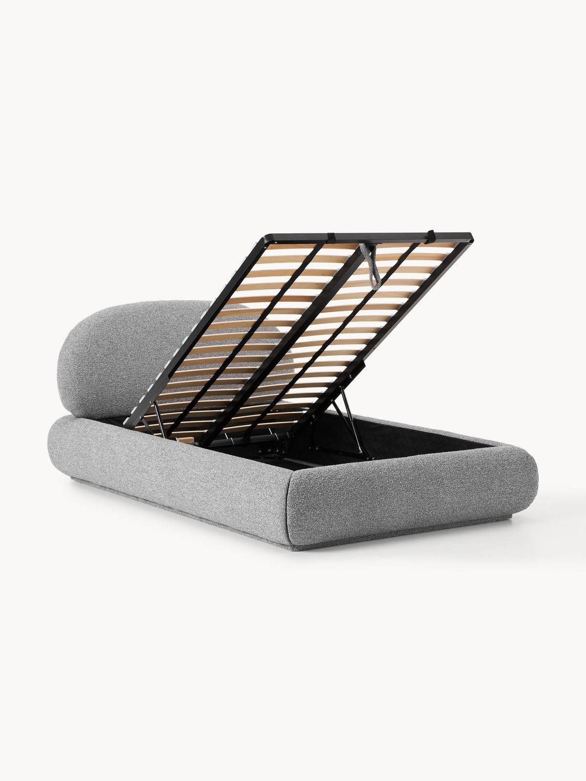 Alba Bouclé-Upholstered Single Bed with Storage — Lilac