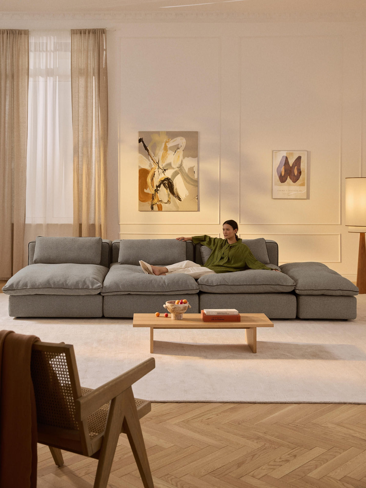 Felix Modular XL Sofa (3-seater) with Ottoman — Dark Grey